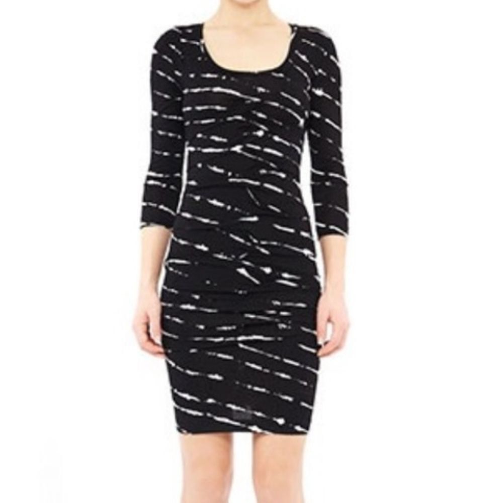 Nicole Miller - Artelier black & white ruched stretch mini dress - S